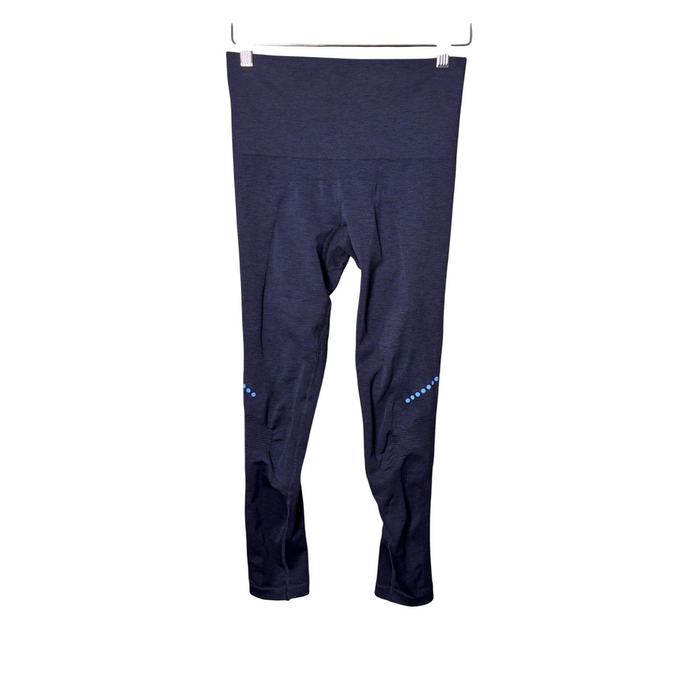 LNDR Womens Leggings M/L Navy Space Dye Seamless High Waist Athletic Sporty